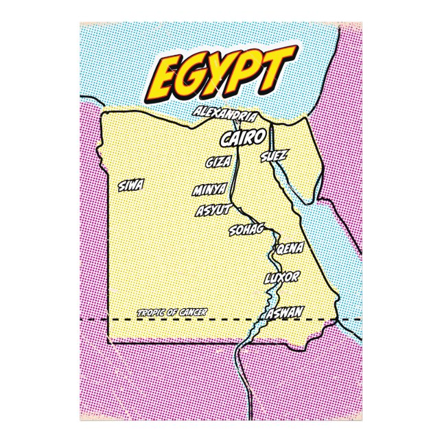 Foto Mapa de arte pop ilustrado de Egipto (Frente)