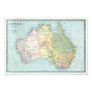 Foto Mapa de Australia con ciudades y carreteras 1932 -