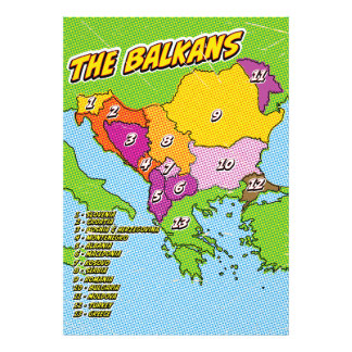 Foto Mapa de Balcanes ilustrados de arte pop