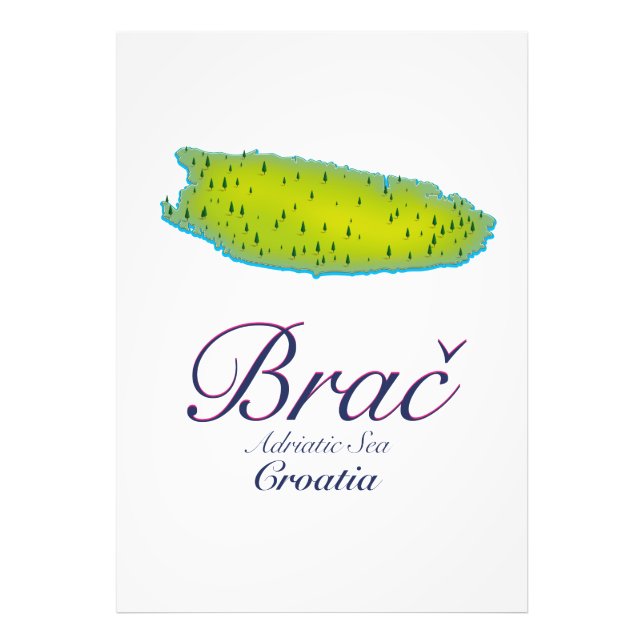 Foto Mapa de Brač Adriatic Sea, Croacia (Frente)