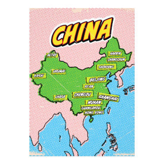 Foto Mapa de China ilustrado con Pop Art
