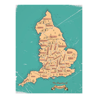 Foto Mapa de Condados Vintage de Inglaterra