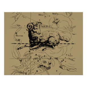 Foto Mapa de constelación de Aries Hevelius alrededor d