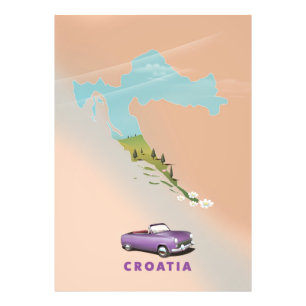 Foto Mapa de Croacia poster de impresión ilustrado.