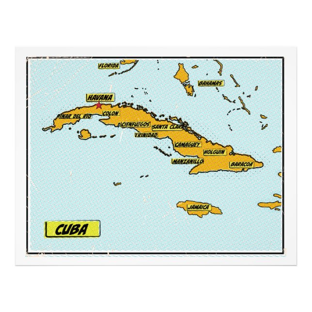 Foto Mapa de Cuba de Cómic Antiguo (Frente)