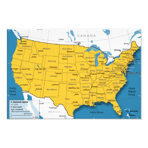 Foto Mapa de EE. UU. con nombres de estado y capitales