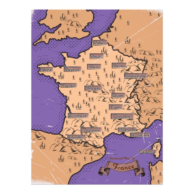Foto Mapa de época de Francia (Frente)