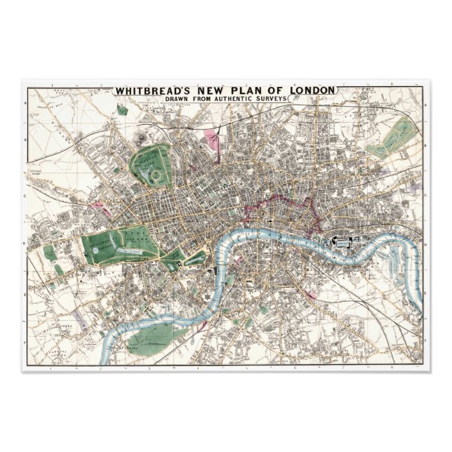 Foto Mapa de época del Poster de Londres Inglaterra (Frente)