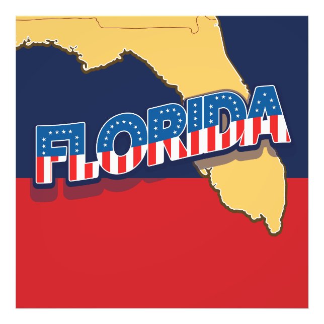 Foto Mapa de estrellas y franjas de Florida (Frente)