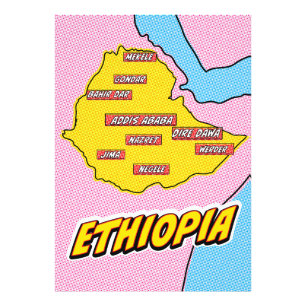 Foto Mapa de Etiopía ilustrado con arte pop