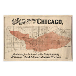 Foto Mapa de Fuego Grande de Chicago de época, 1871