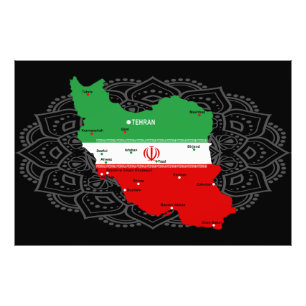 Foto Mapa de Irán con bandera y emblema