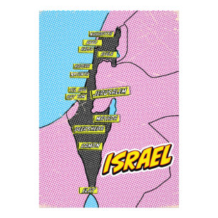 Foto Mapa de Israel ilustrado al estilo Pop Art