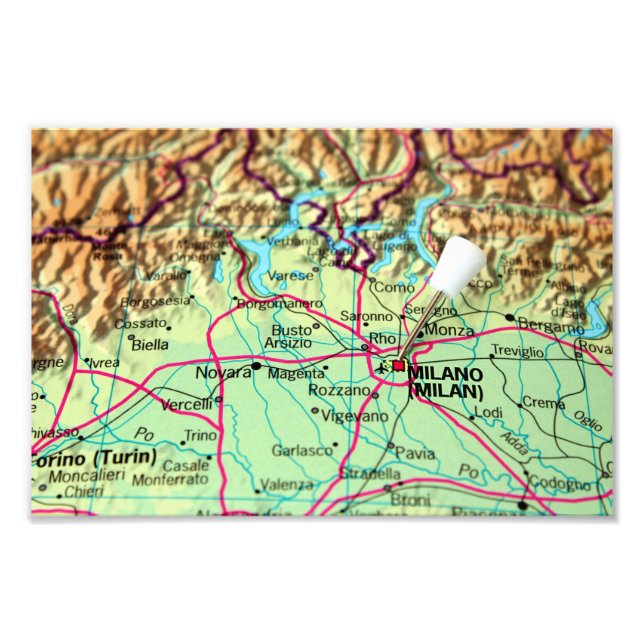 Foto Mapa de la ciudad de Milán, Italia (Frente)