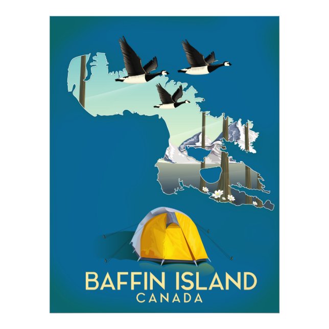 Foto Mapa de la isla de Baffin, cartel de viaje a Canad (Frente)