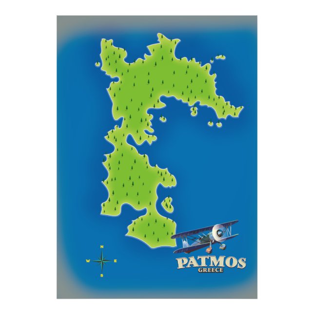 Foto Mapa de la isla Patmos Grecia (Frente)