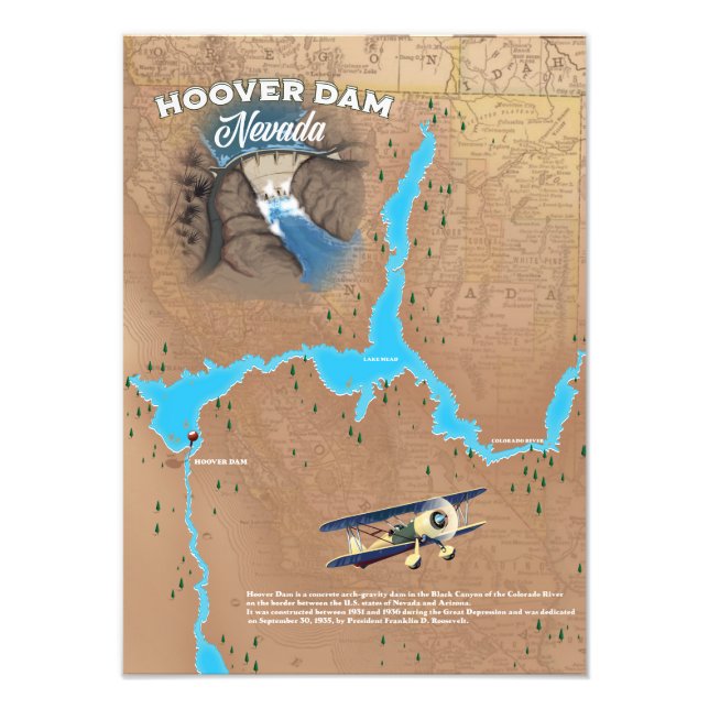 Foto Mapa de la represa Hoover Nevada (Frente)
