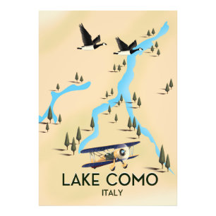 Foto Mapa de Lake Como Italia Póster de viaje