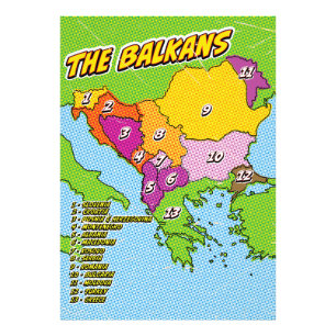 Foto Mapa de los Balcanes ilustrado con arte pop