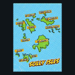 Foto Mapa de Pop Art Illustrated Scilly Isles<br><div class="desc">Pop Art Illustrated Scilly Isles UK mapa en un hermoso estilo vintage usado.</div>