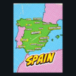 Foto Mapa de Pop Art Illustrated Spain<br><div class="desc">Pop Art Ilustró mapa europeo de España en un hermoso estilo vintage usado.</div>