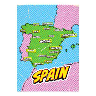 Foto Mapa de Pop Art Illustrated Spain