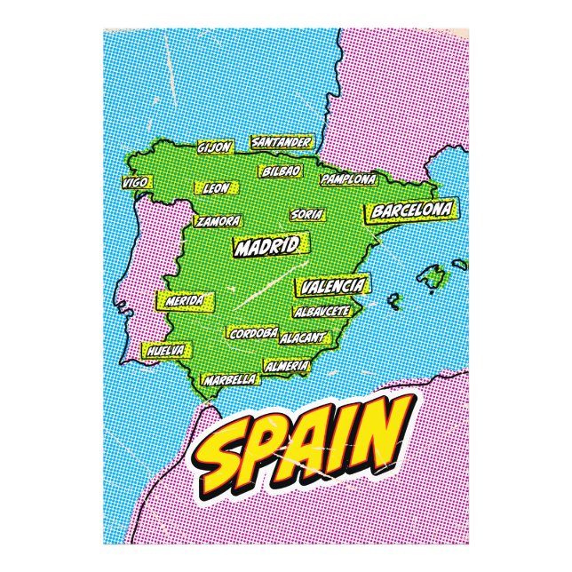 Foto Mapa de Pop Art Illustrated Spain (Frente)