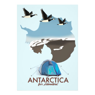 Foto Mapa de póster de viaje de aventura de Antártida.