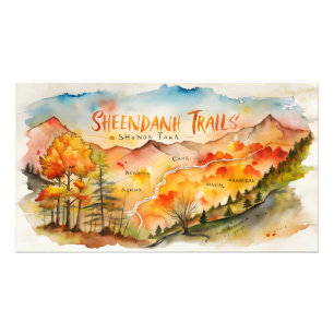 Foto Mapa de Senderos de Shenandoah en Otoño – Arte de 