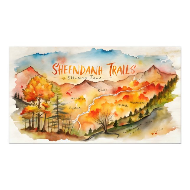 Foto Mapa de Senderos de Shenandoah en Otoño – Arte de  (Frente)