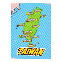 Mapa de Taiwán ilustrado con arte pop