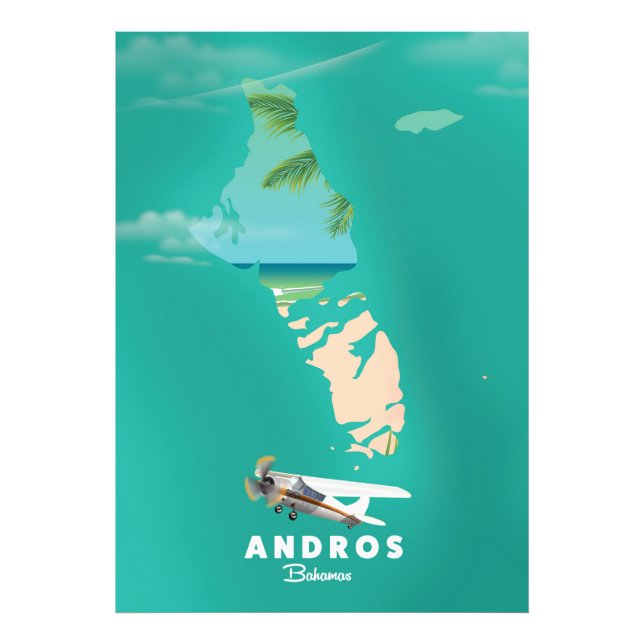 Foto Mapa de vacaciones de Andros Bahamas. (Frente)