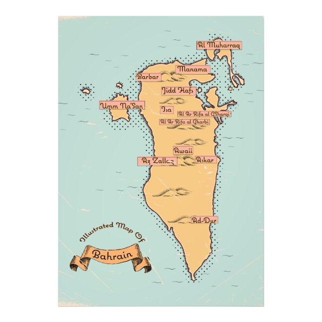 Foto Mapa de viaje antiguo de Baréin (Frente)
