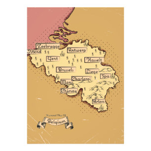 Foto Mapa de viaje antiguo de Bélgica