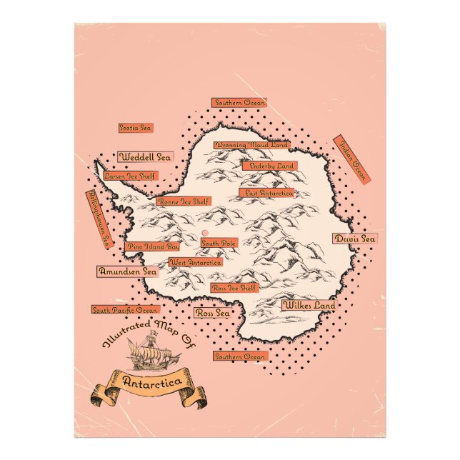Foto Mapa de viaje ilustrado de Antártida (Frente)