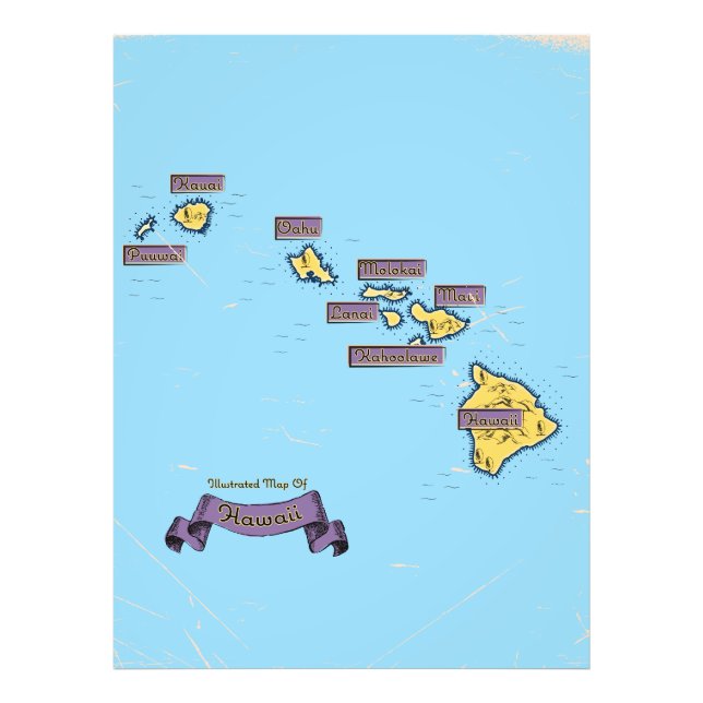 Foto Mapa de viaje ilustrado de Hawái (Frente)
