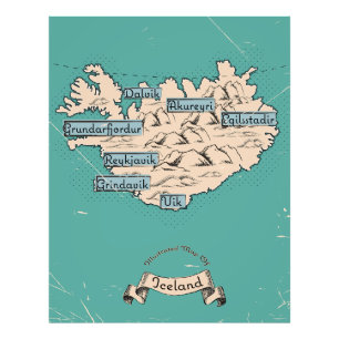 Foto Mapa de viaje ilustrado de Islandia