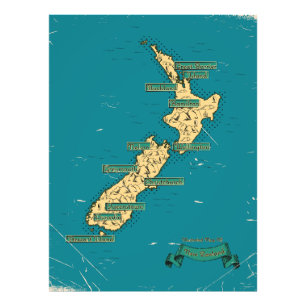 Foto Mapa de viaje ilustrado de Nueva Zelanda
