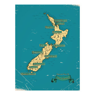 Foto Mapa de viaje ilustrado de Nueva Zelanda