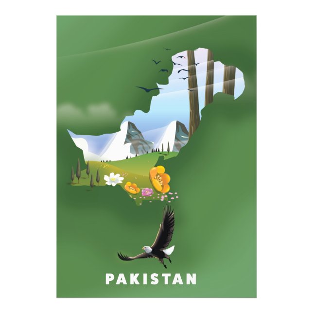 Foto Mapa de viaje ilustrado de Pakistán. (Frente)
