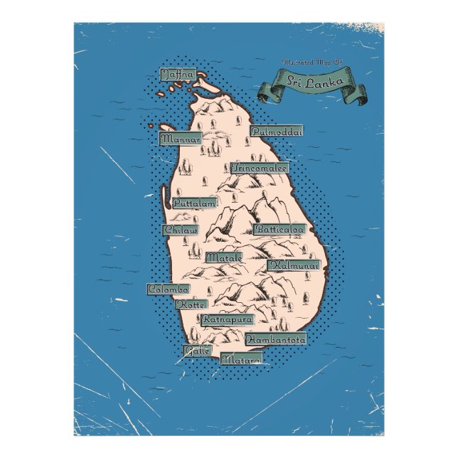 Foto Mapa de viaje ilustrado de Sri Lanka (Frente)