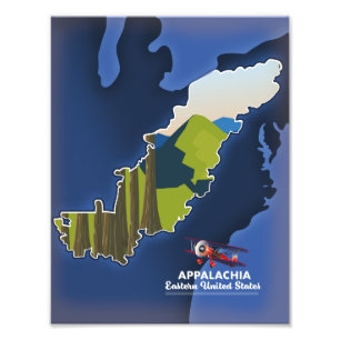 Foto Mapa de viajes de Appalachia Oriental de los Estad