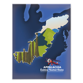 Foto Mapa de viajes de Appalachia Oriental de los Estad