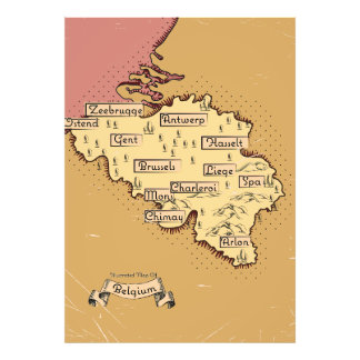 Foto Mapa de viajes de Bélgica Vintage