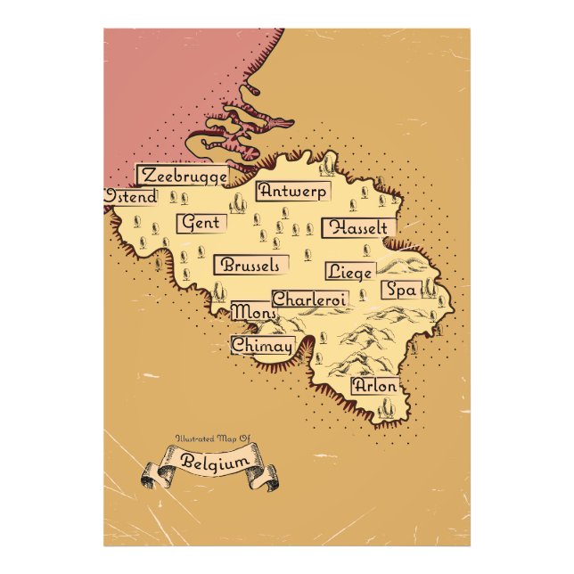 Foto Mapa de viajes de Bélgica Vintage (Frente)