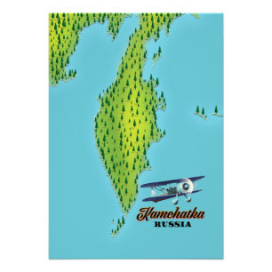 Foto Mapa de viajes de la península de Kamchatka en Rus