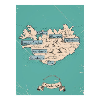 Foto Mapa de viajes ilustrado de Islandia