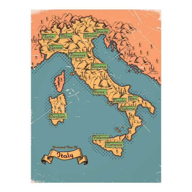 Foto Mapa De Viajes Ilustrado De Italia (Frente)
