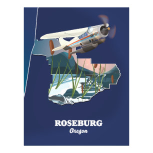 Foto Mapa de viajes retro de la región de Roseburg