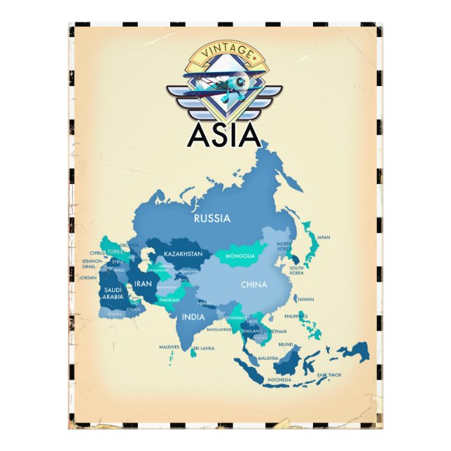 Foto Mapa De Vintage De Asia (Frente)
